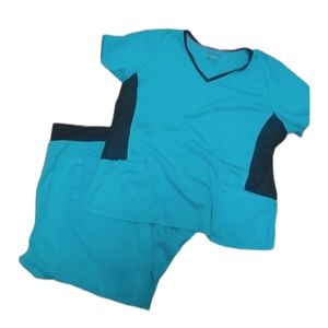 Healing Hands Purple Label Yoga Scrubs Teal Plus Size 3X.